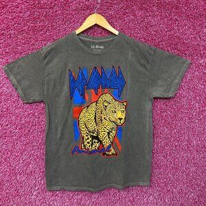 Def Leppard Animal Neon Leopard Hysteria Metal Band Tee large